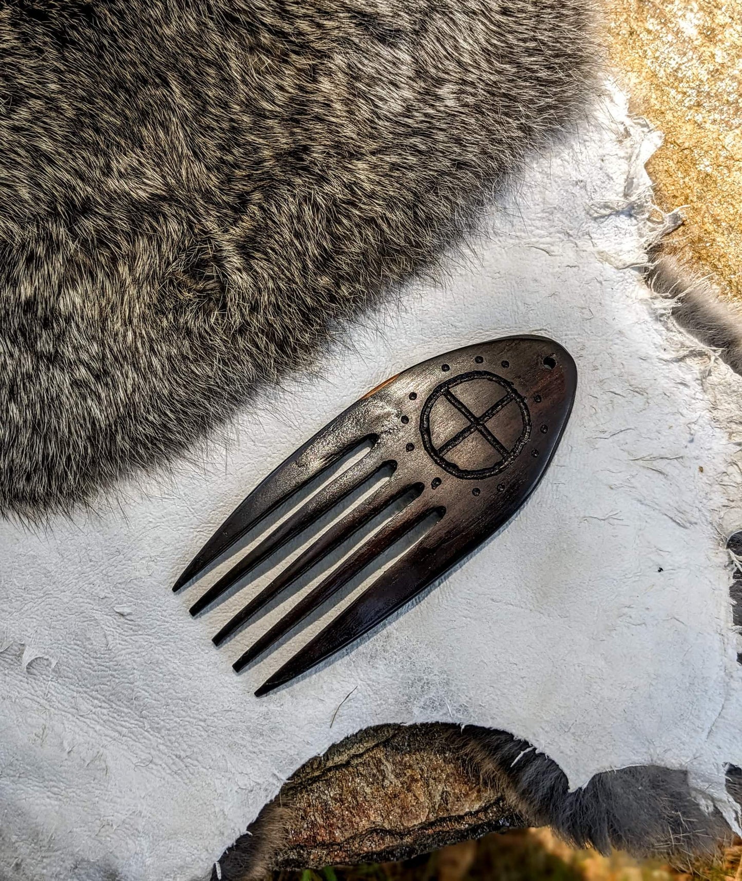 Hand Carved Brazilian Rosewood Beard / Hair Pick