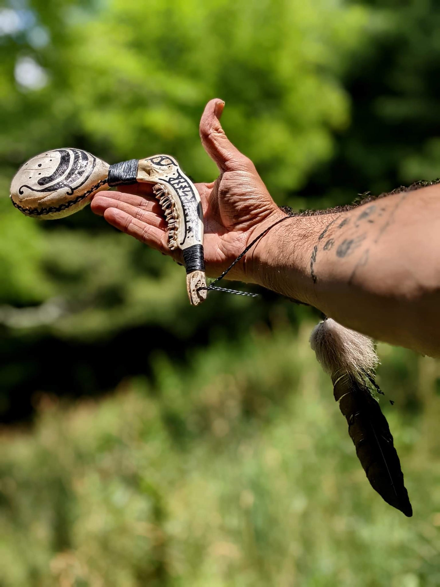 Mound Song Utiseta Shaman Rattle | Deer Jaw | Wolf Hair