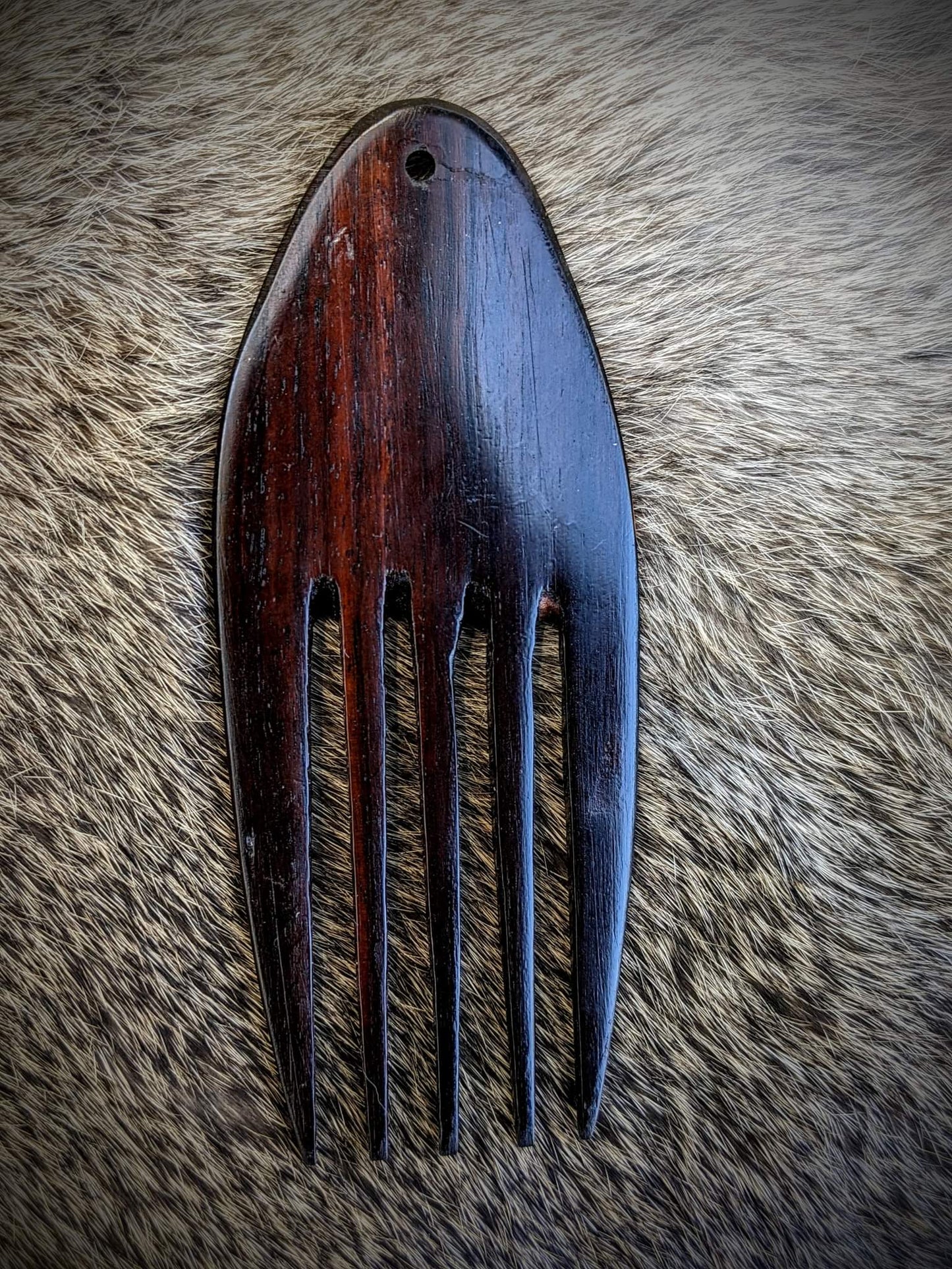 Hand Carved Brazilian Rosewood Beard / Hair Pick