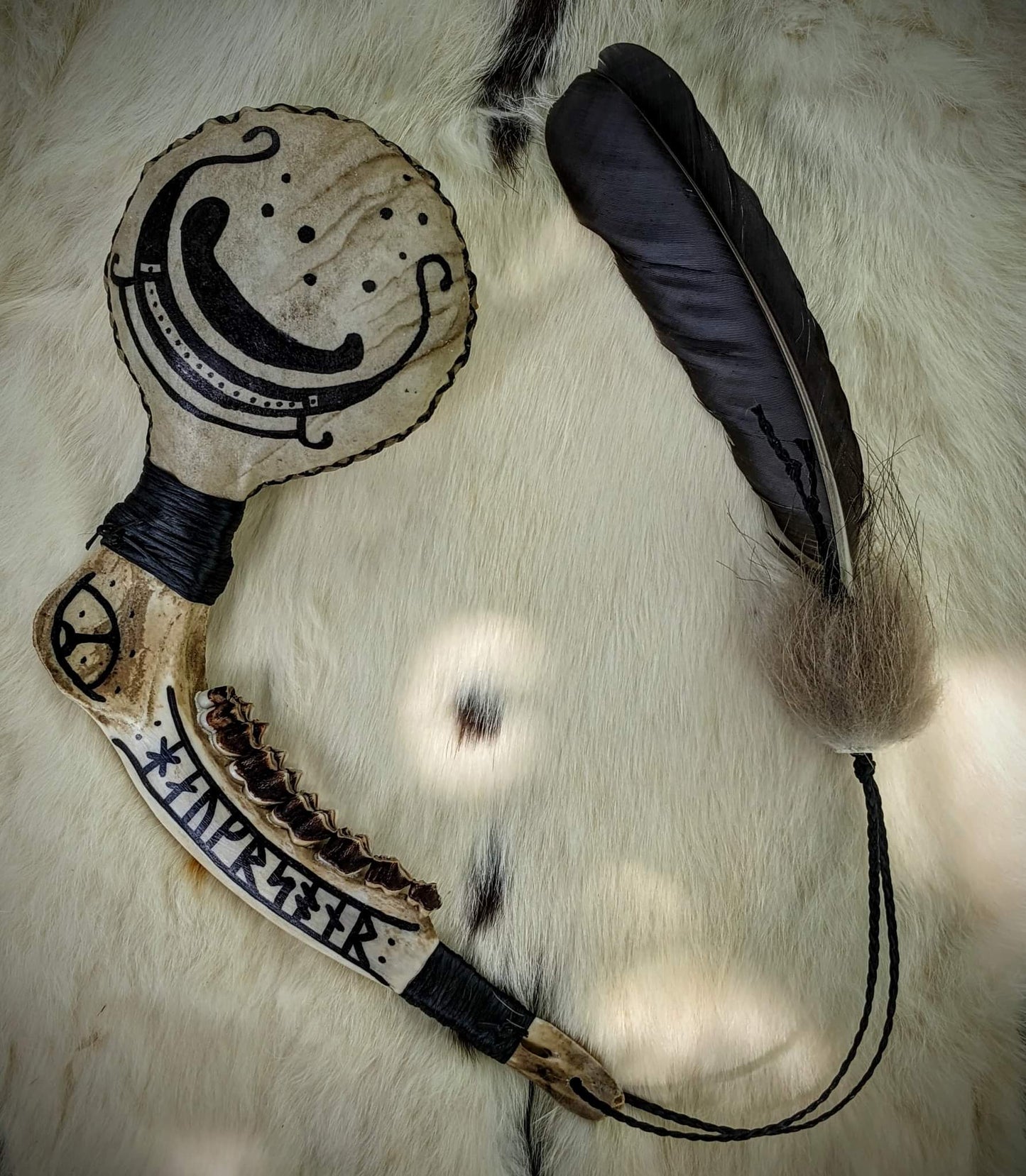 Mound Song Utiseta Shaman Rattle | Deer Jaw | Wolf Hair