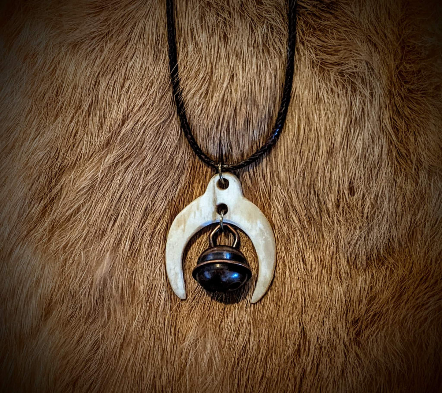 Hawk's Bell and Elk bone Spirit Travel Pendant