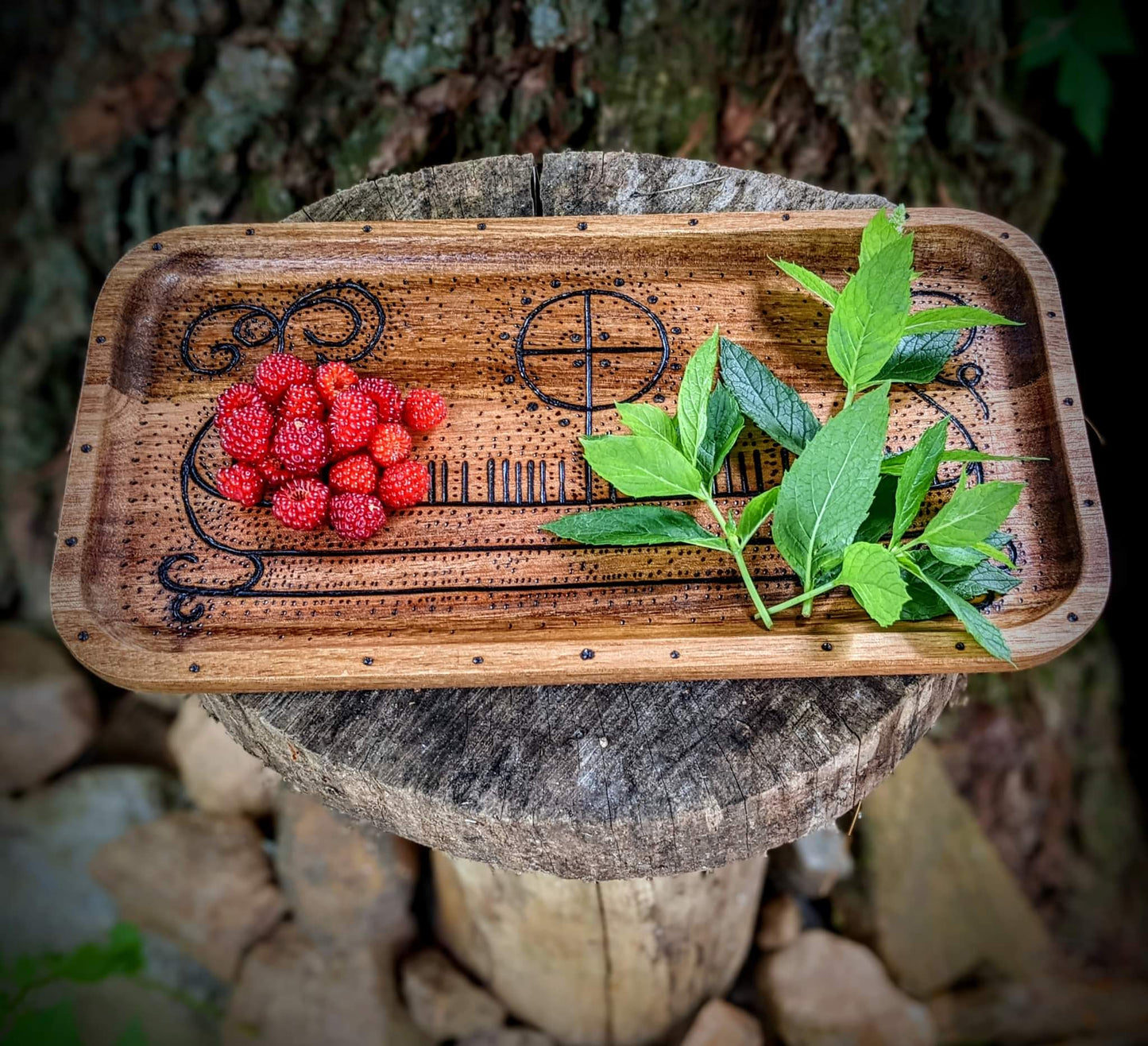 Acacia Wood Drakkar Offering Tray | Rams Head Ship