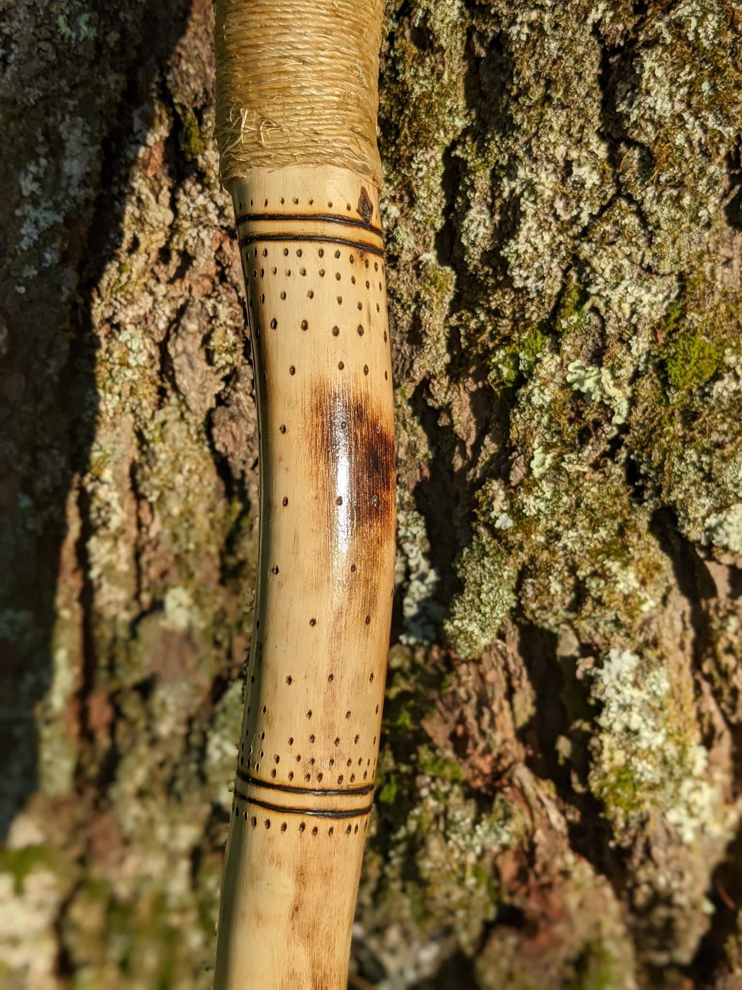 54" Ash + Wolf Fur Raido Staff | Walking Stick