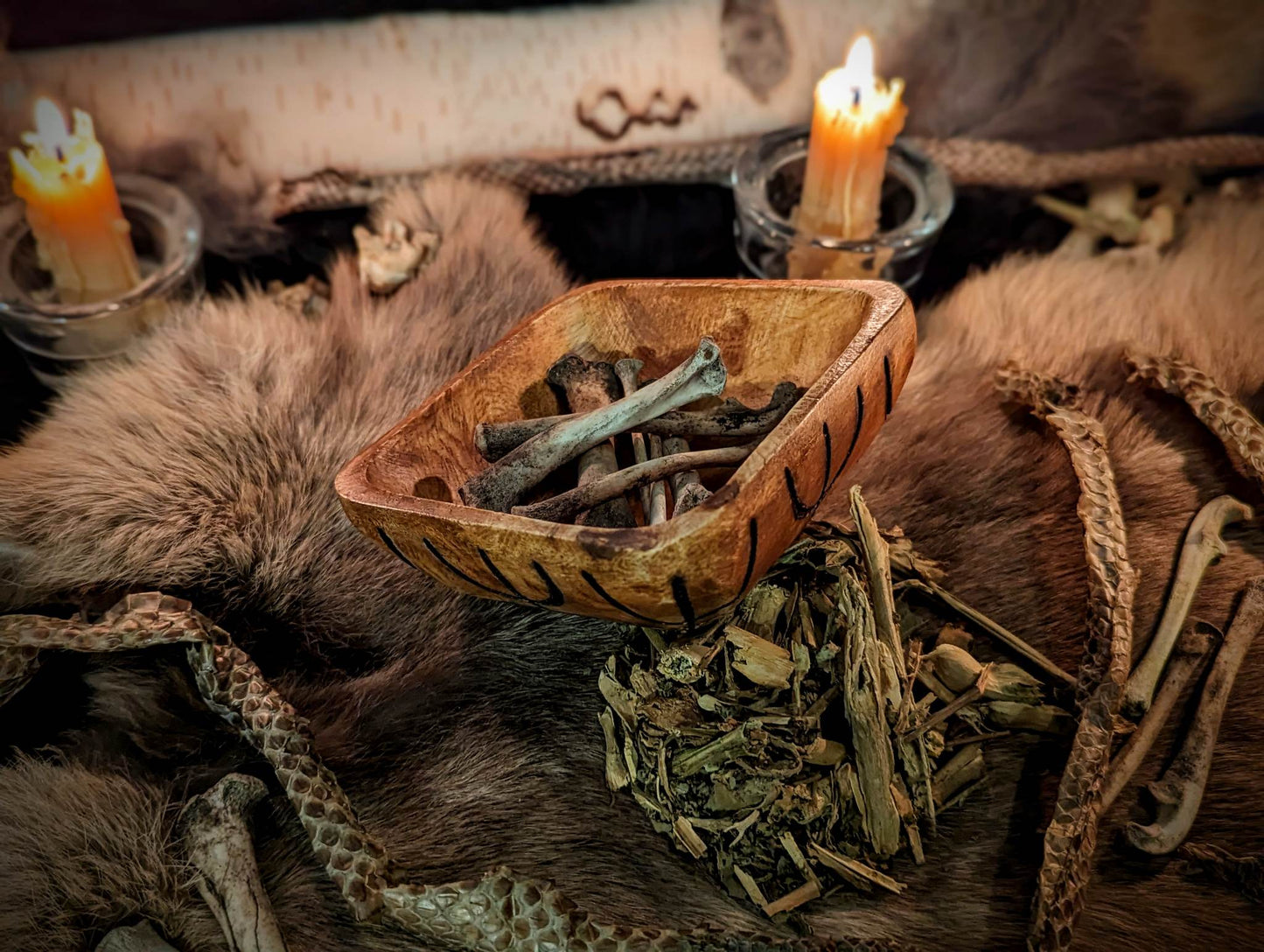Helm Of Awe Aegishjalmur Wood Hand Burned Square Bowl