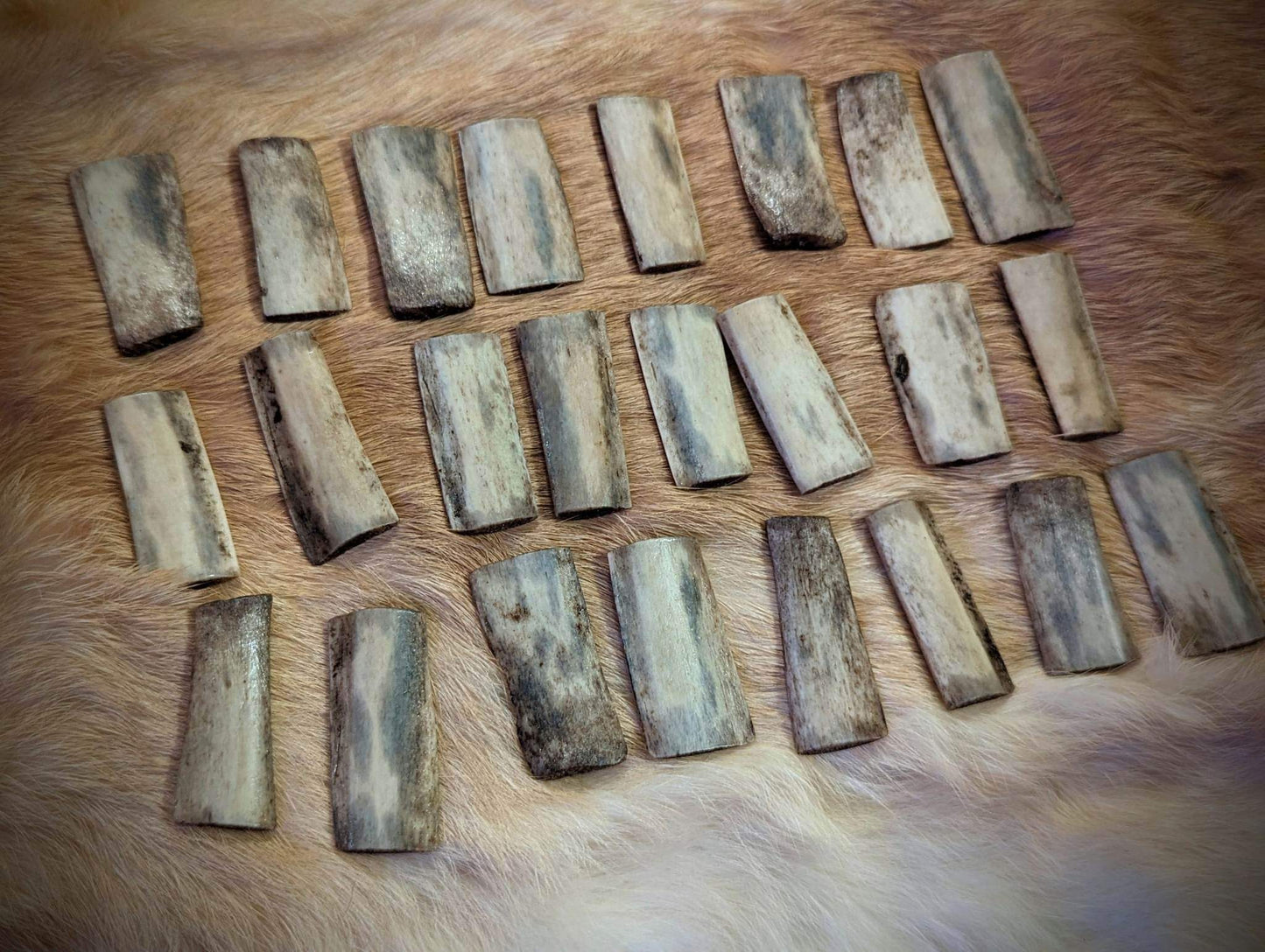 Deer Rib Rune Set in Elk Leather Medicine Bag | Wearable Neck Pouch | Rune Bag