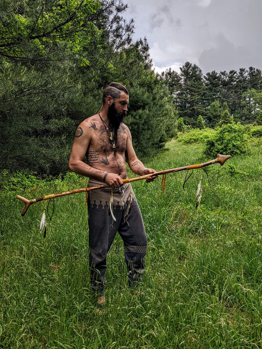 Elk Hunt Ceremonial Arrow Double Ended Rattle Staff | Elk Hide
