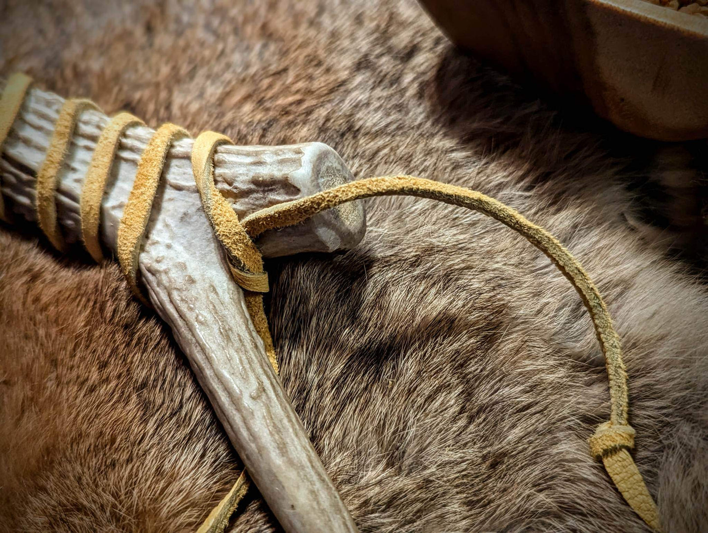 Customizable Sound Bear Skin & Deer Antler Shaman Rattle
