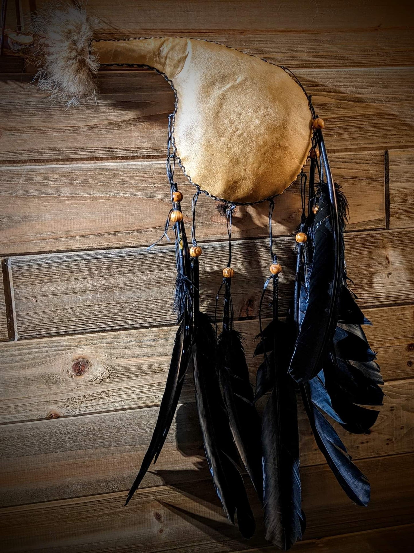 Ondstafr Elk Hide Coyote Fur Ceremonial Rattle Staff