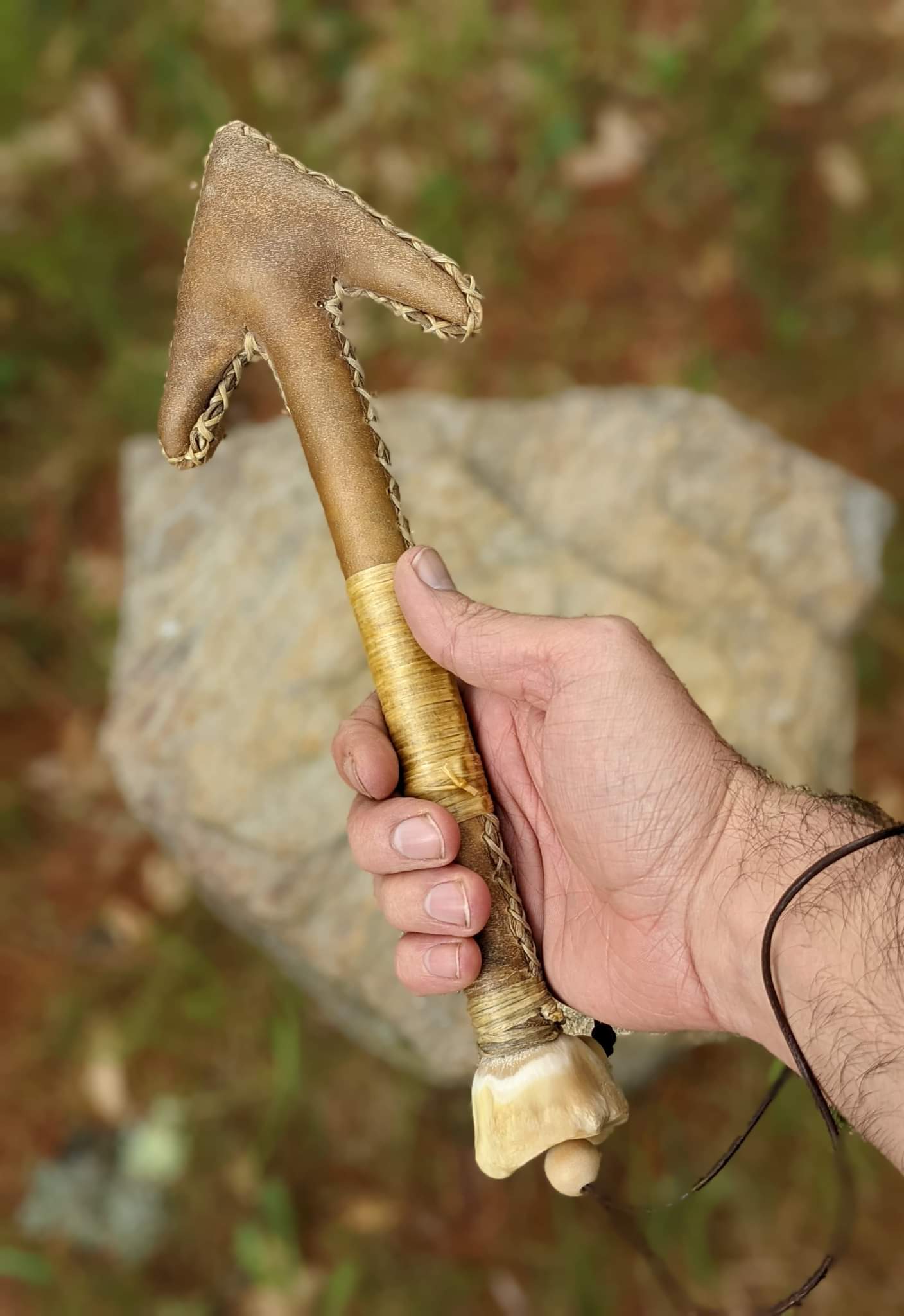 Tiwaz / Arrow Elk Hide & Elk Bone Rattle | Shaman Rattle