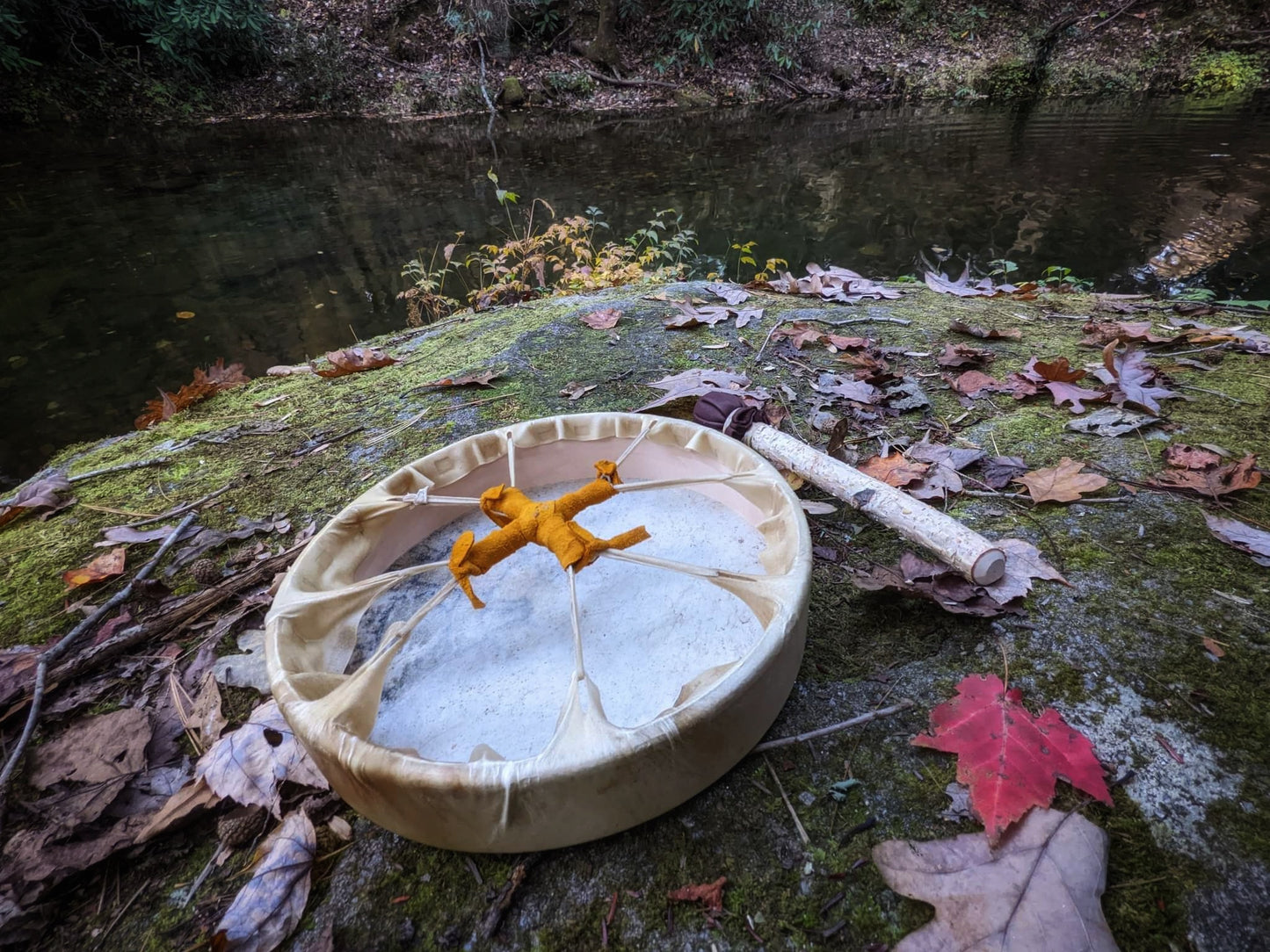 10 Inch Deer Hide Hand Drum With Birch Beater