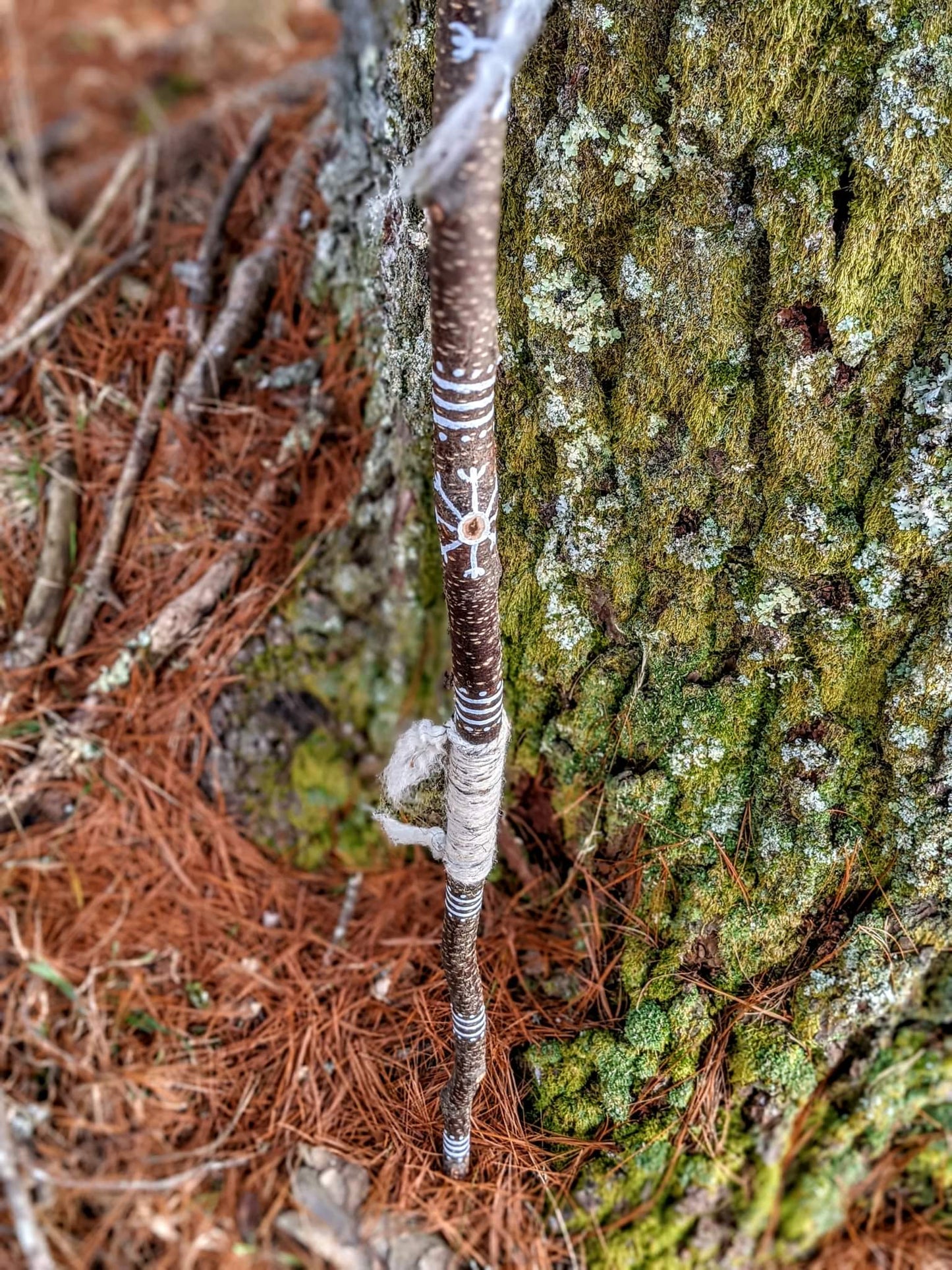 Algiz Rattle Staff | Wolf Fur | Icelandic Wool