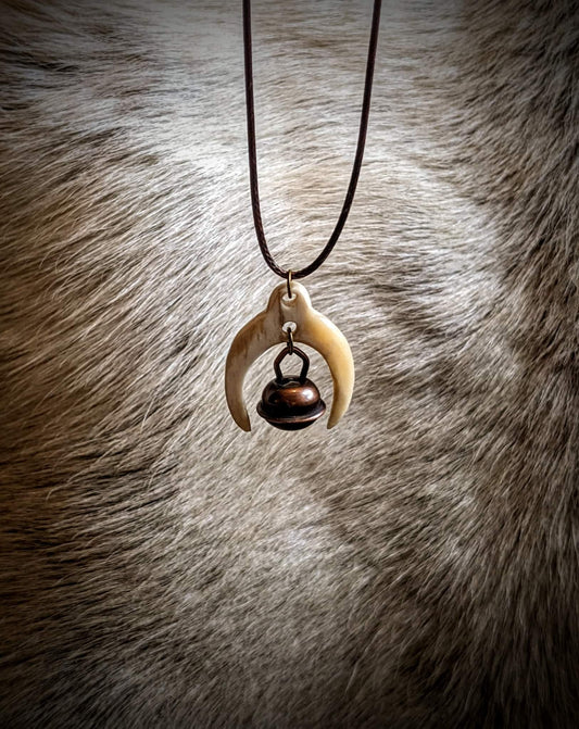 Hawk's Bell and Elk bone Spirit Travel Pendant