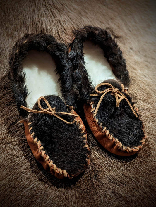 Leather Goat Hide and Sheepskin Slipper