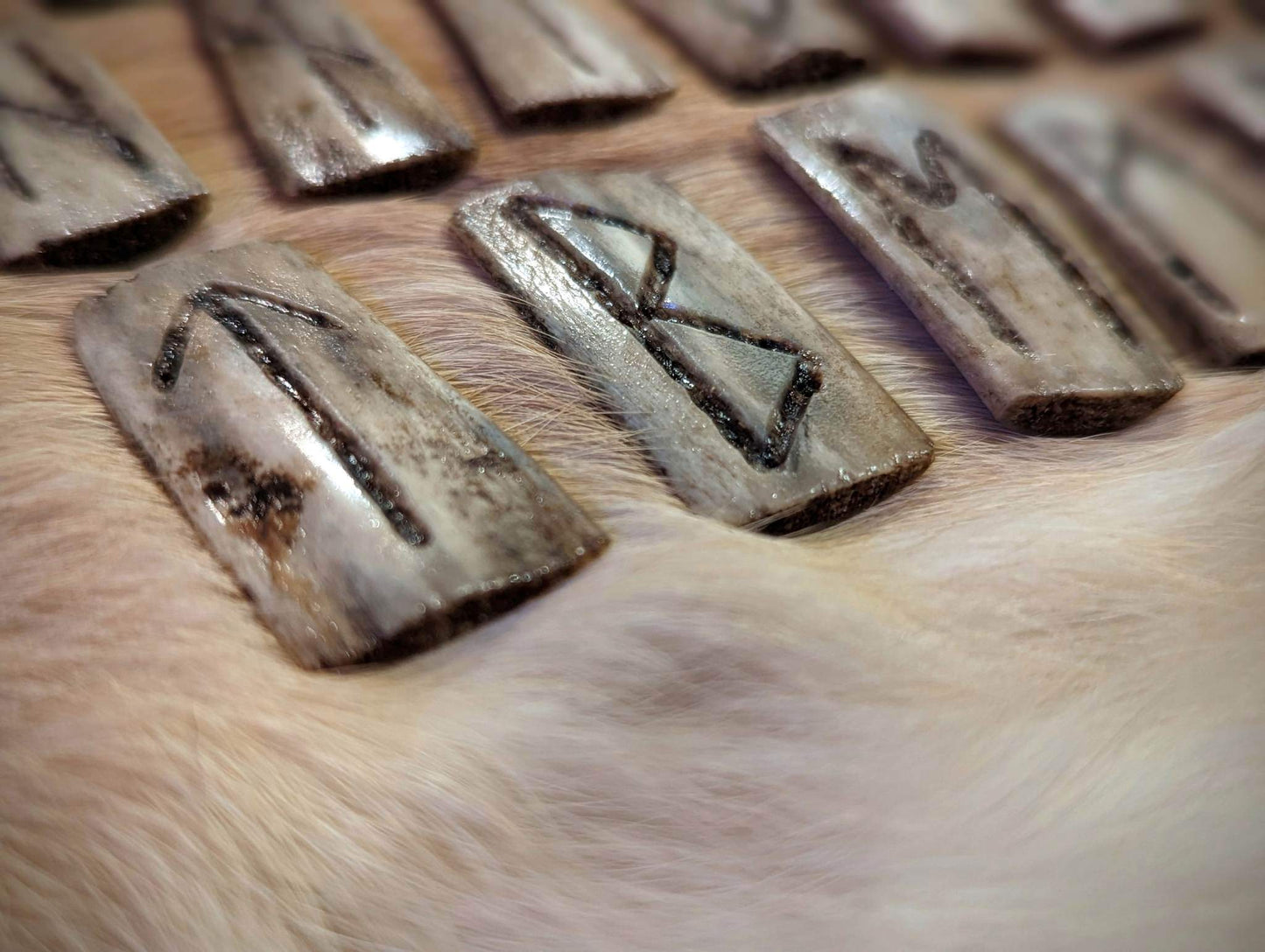 Deer Rib Rune Set in Elk Leather Medicine Bag | Wearable Neck Pouch | Rune Bag