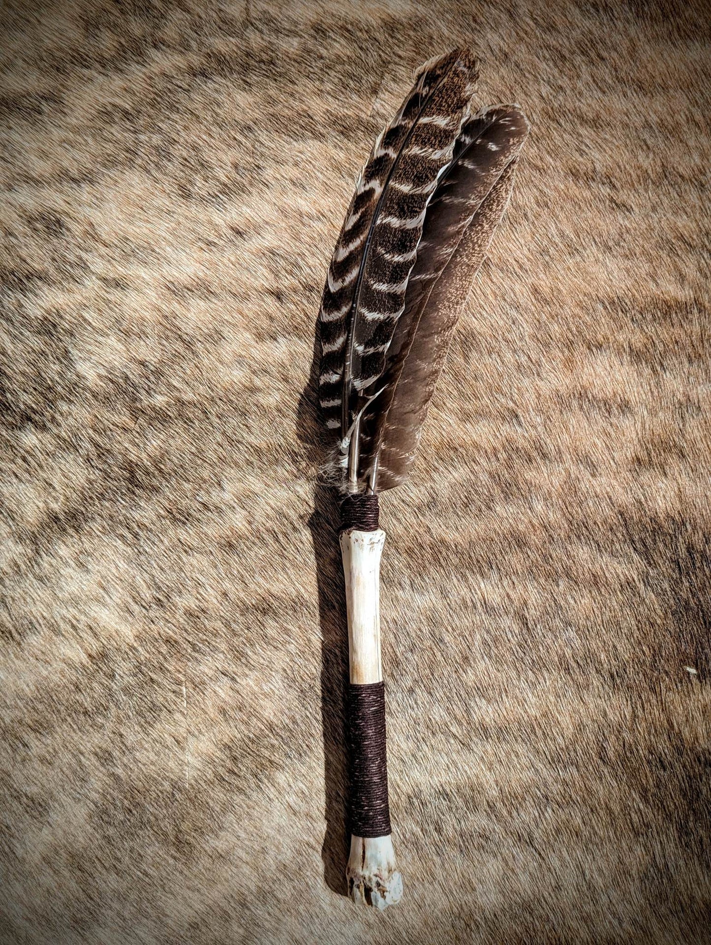 Wild Turkey Feathers | Deer Bone Smudging Fan