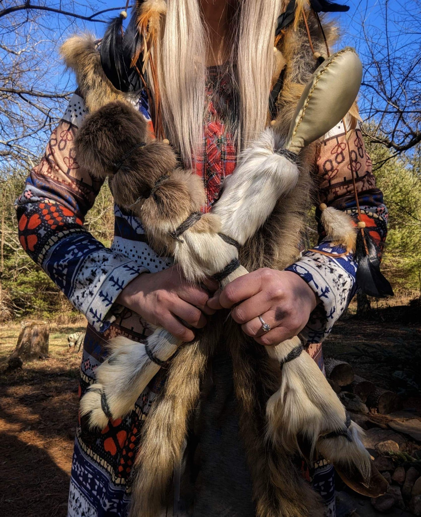 Reindeer Drum With Leg and Hoof Beater And Rattle
