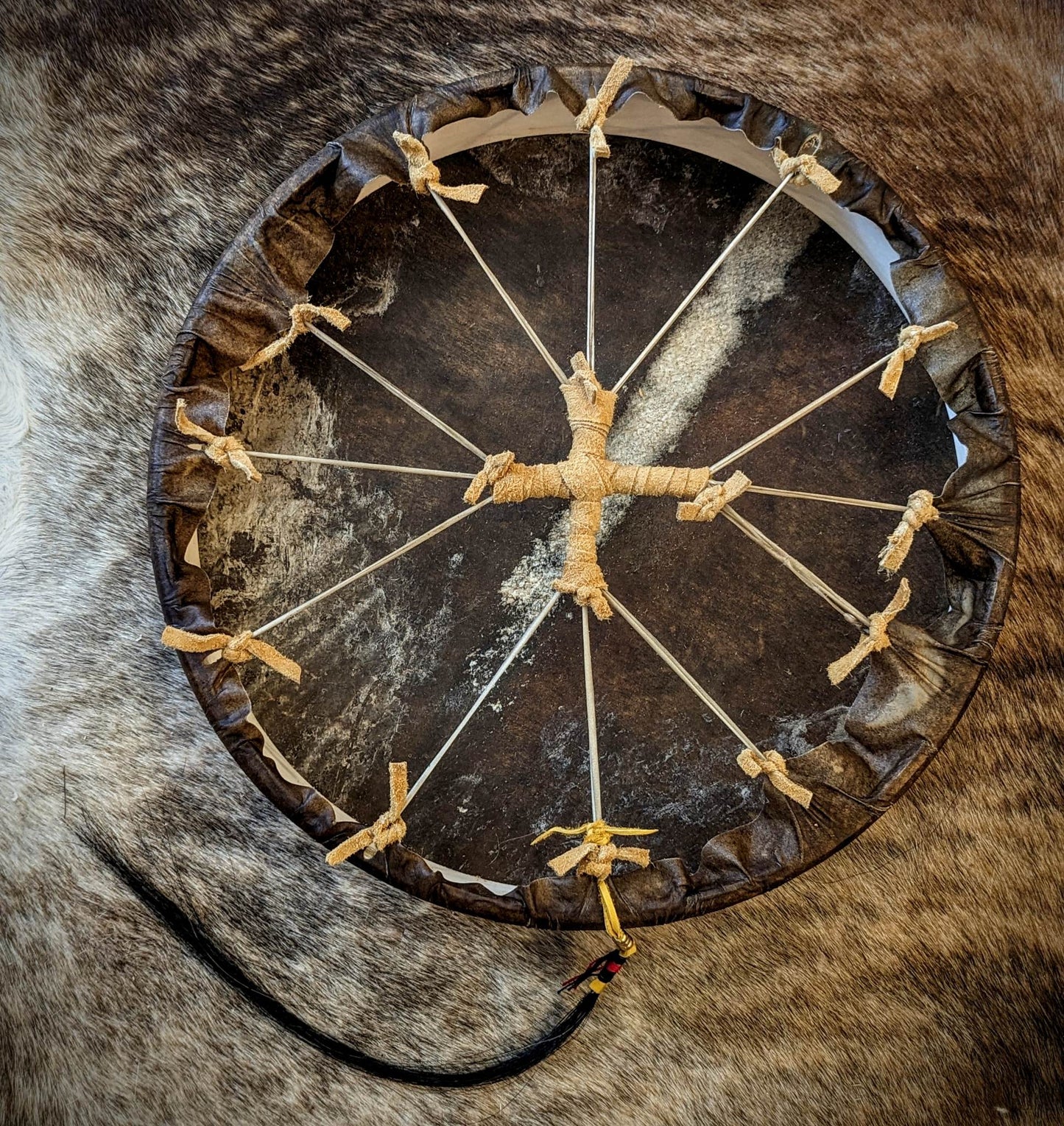 "Right Path" 18 Inch Horse Hide Horse Tail Drum
