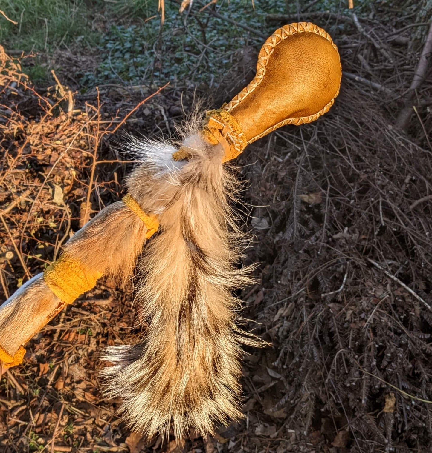 20 Inch Bison Drum With Guldbjörn 'Golden Bear' Shaman Rattle | Bear Hide | Coyote Fur | Deer Antler