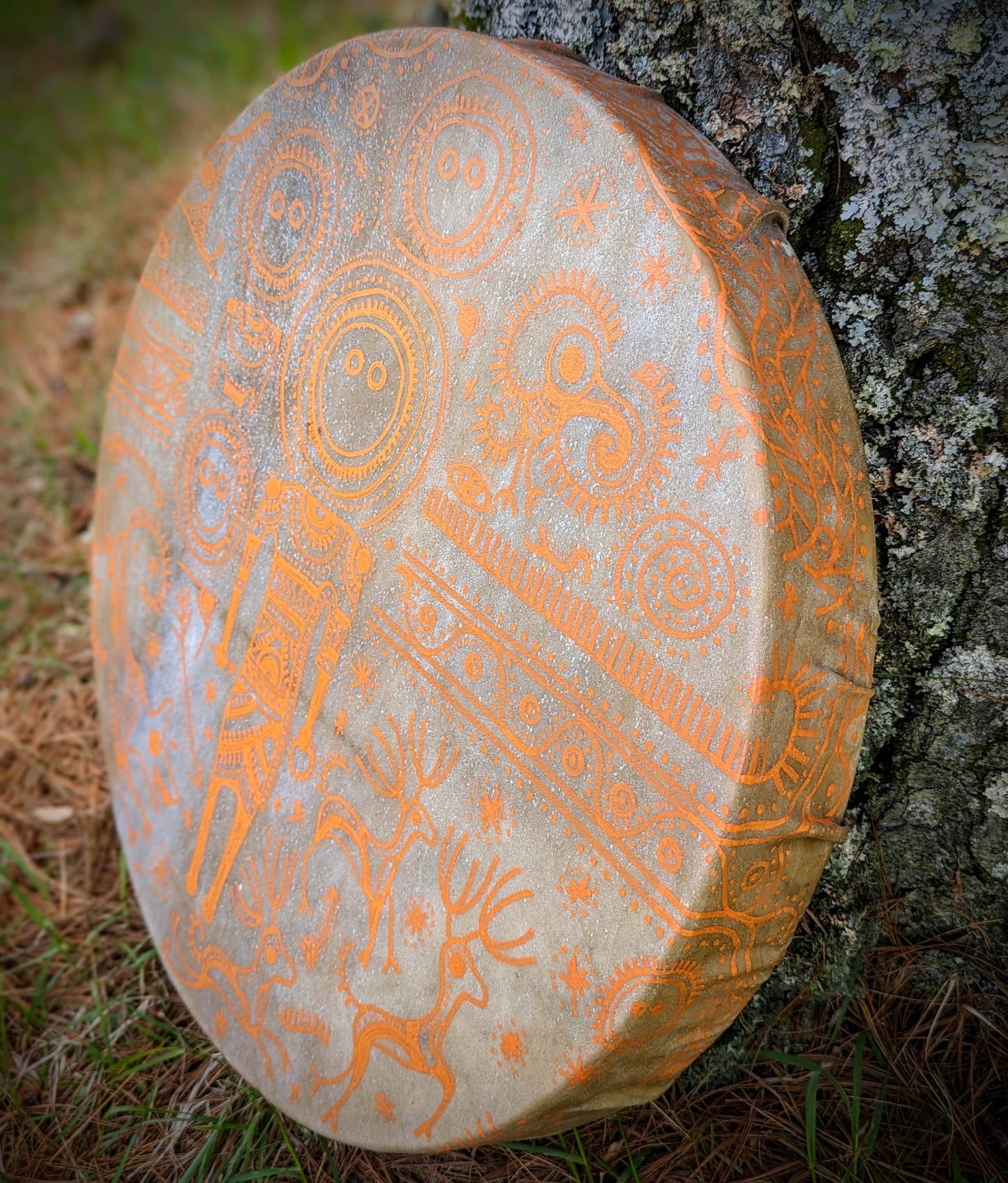 20 Inch Elk Hide on Maple Frame Hand Painted Drum