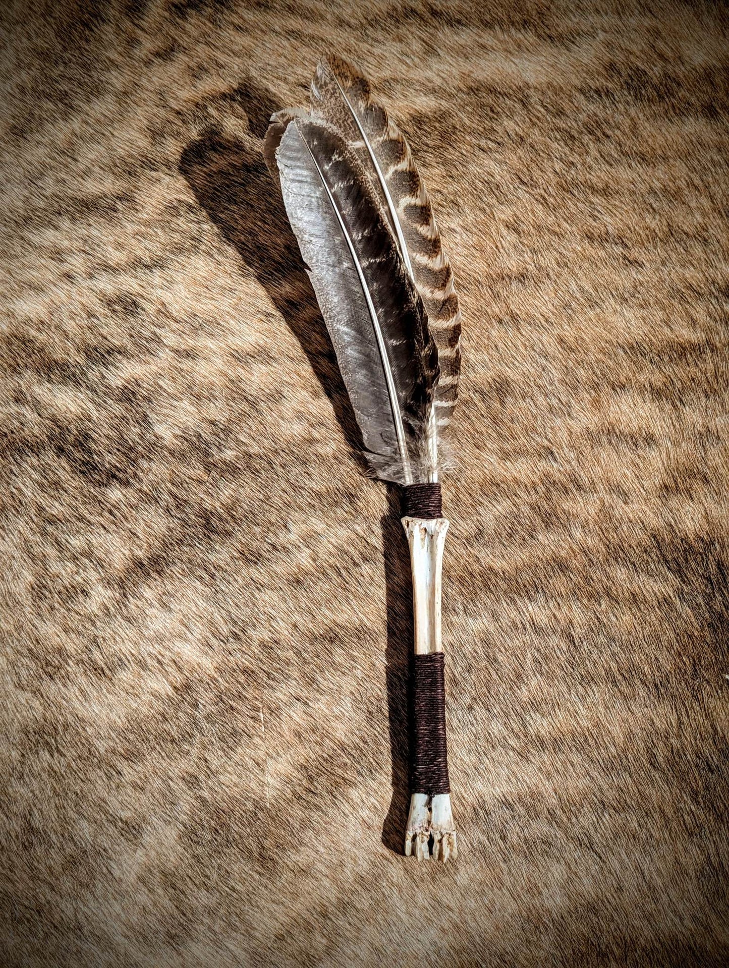 Wild Turkey Feathers | Deer Bone Smudging Fan