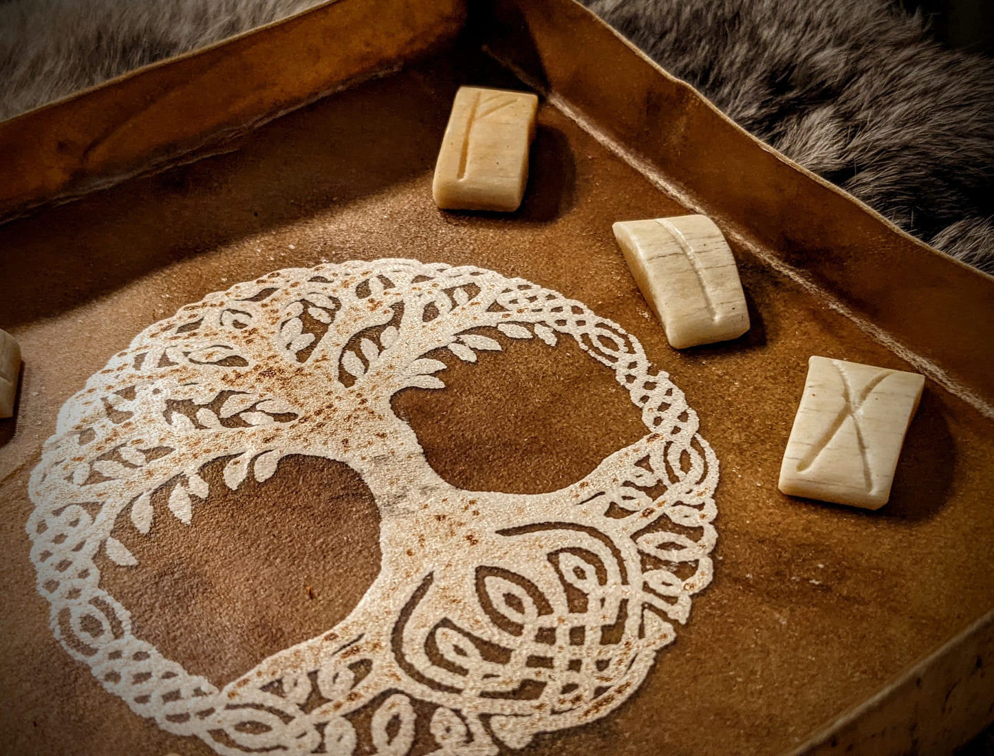 Elk Hide Yggdrasil Rune Casting Tray