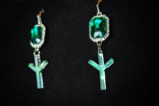 Emerald Green Aurora Algiz Earrings