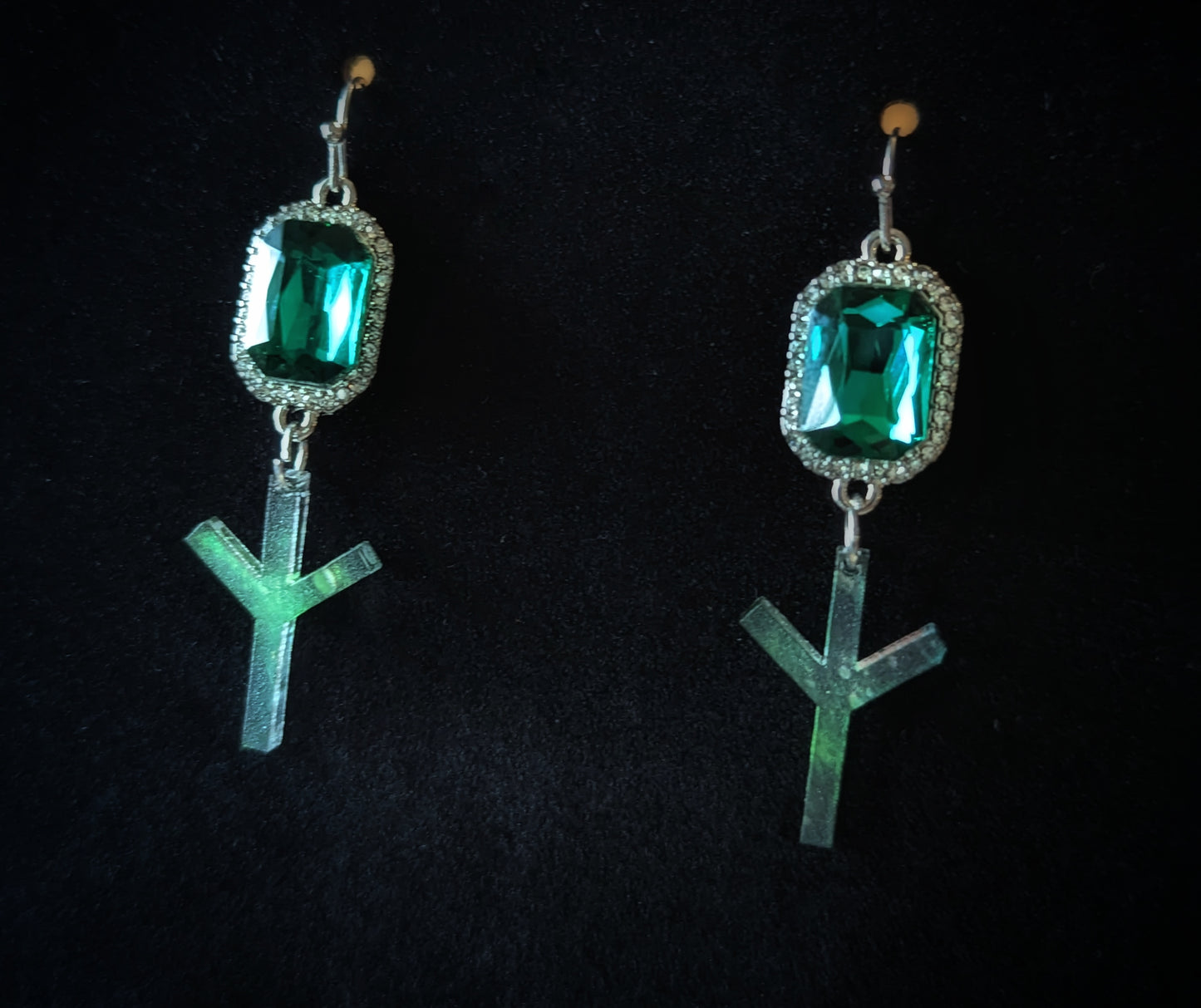 Emerald Green Aurora Algiz Earrings