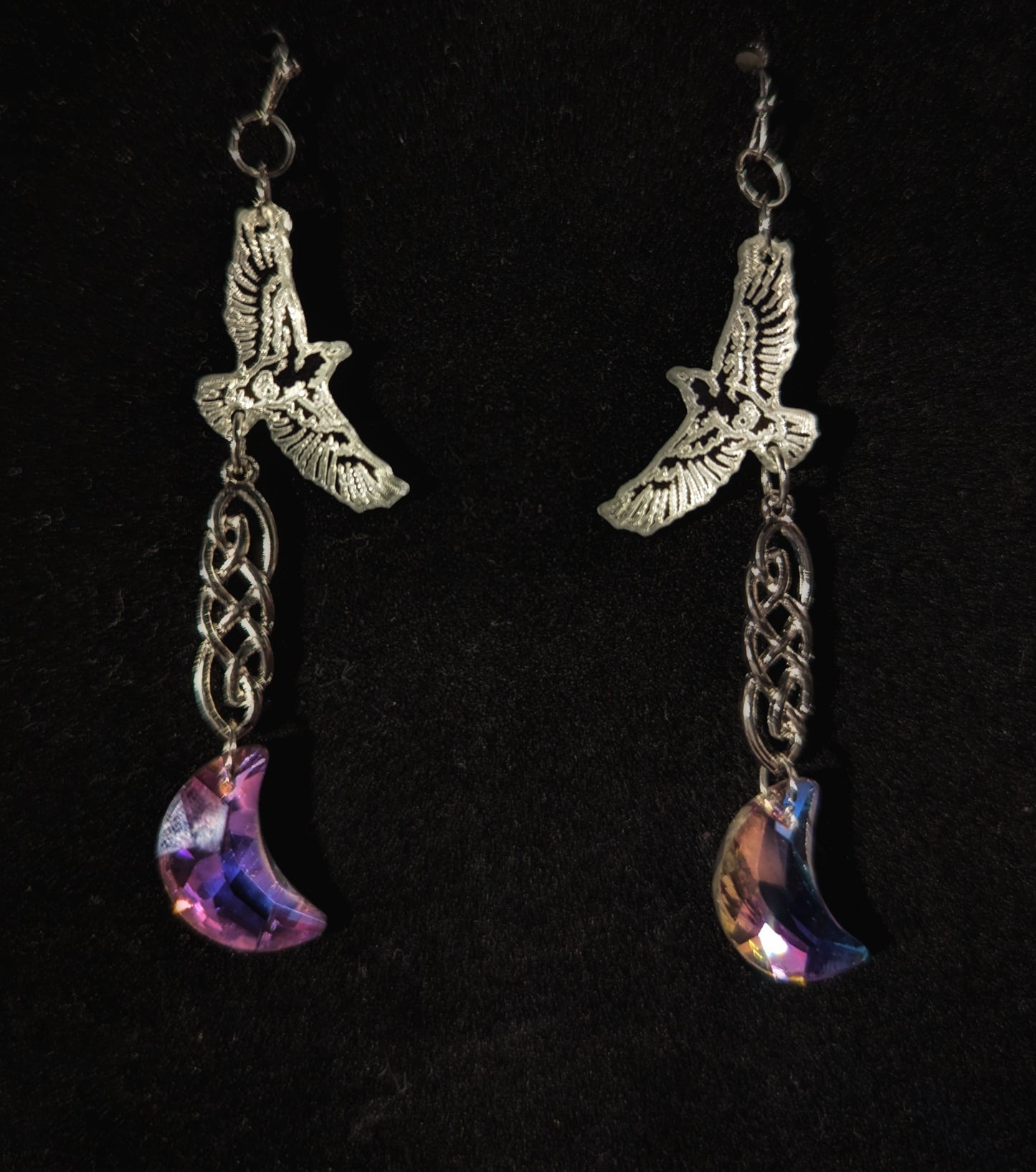 Raven Knotwork Moon Earrings