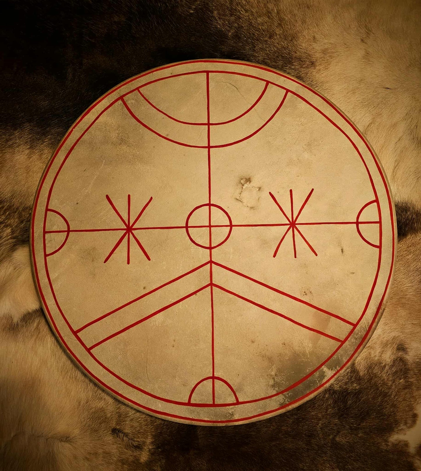 Rotakross Rótkross Protection Galdrastafir Big 30" Goat Hide Shaman Drum Hand Painted Norse Pagan Heathen Asatru Drum