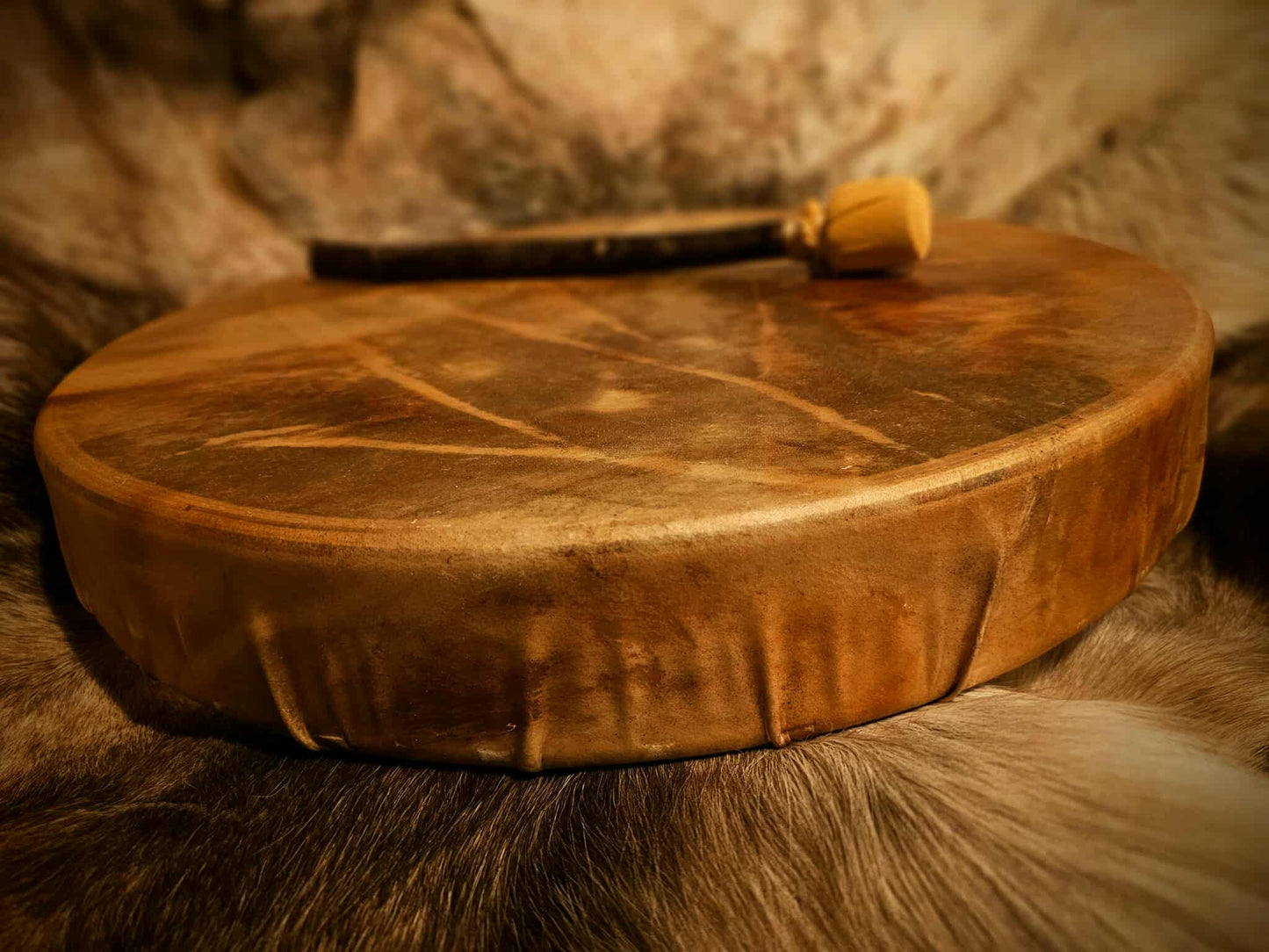 Unique Natural 20" Elk Hide Drum | Elk Rawhide Shaman Drum With Beater