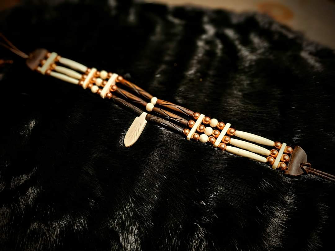 Buffalo Bone, Copper, and Wood Traditional Choker Style Necklace