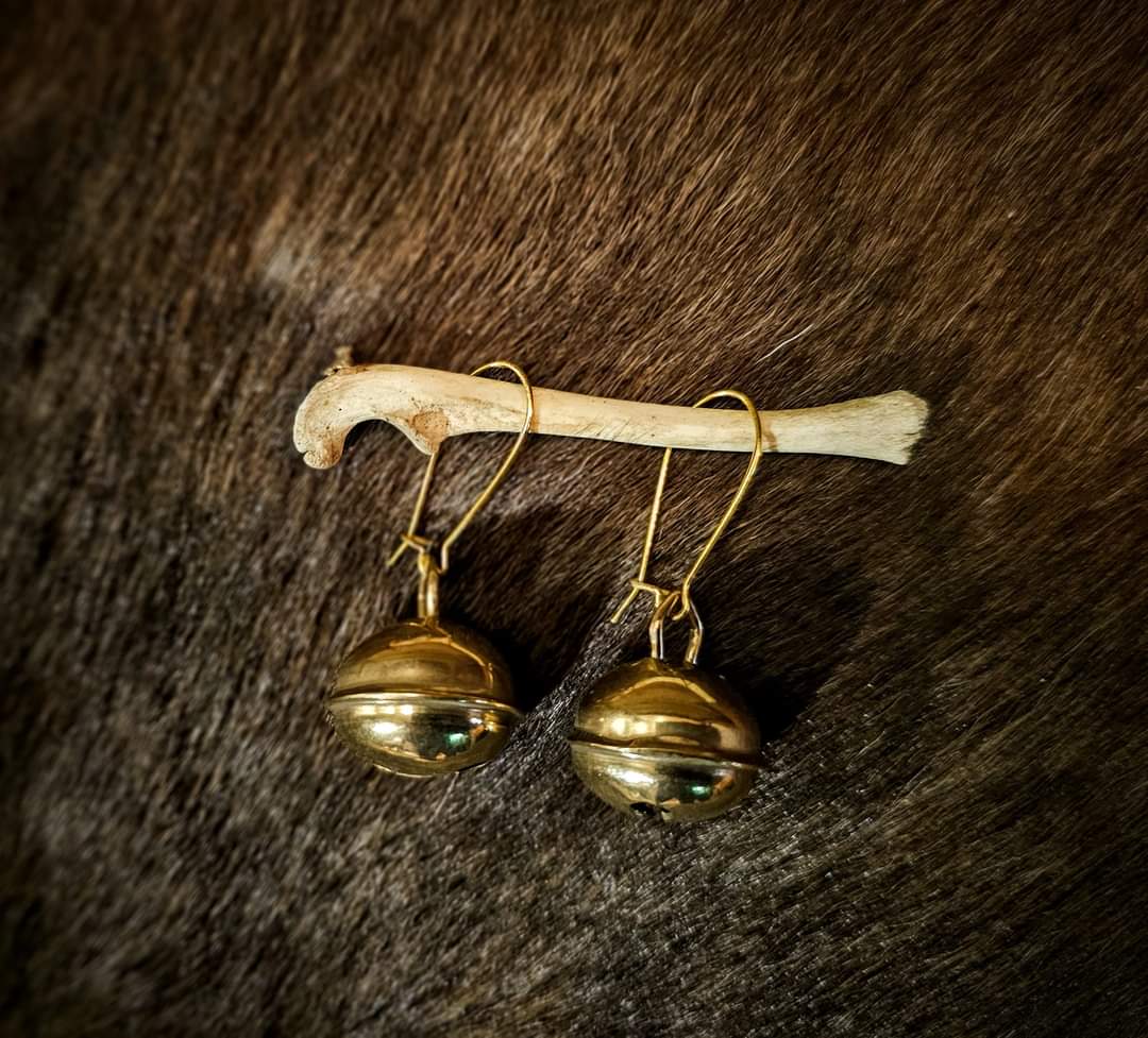 Brass Hawk Bell Earrings