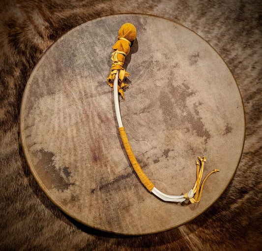 20" Natural Elk Hide Drum | Elk Rib Beater | Shaman Drum | Rawhide Drum