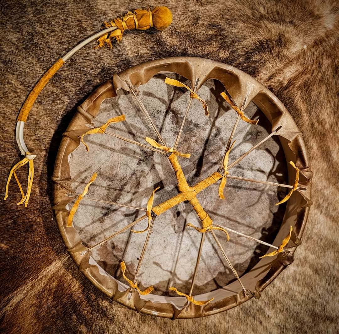 20" Natural Elk Hide Drum | Elk Rib Beater | Shaman Drum | Rawhide Drum