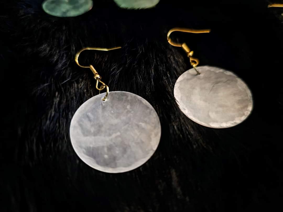 Round Shell Earrings | Natural Iridescent Jewelry