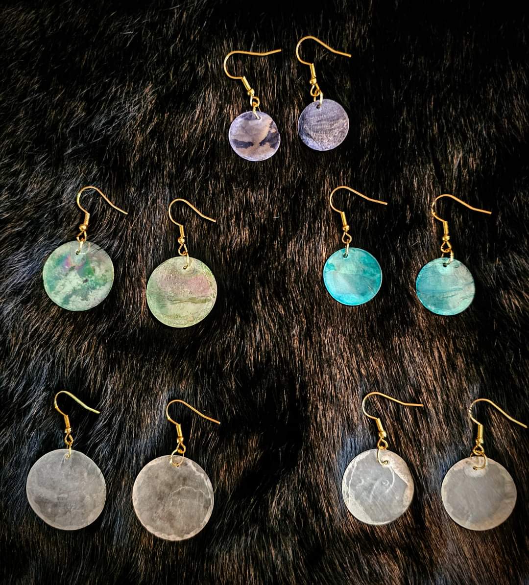 Round Shell Earrings | Natural Iridescent Jewelry