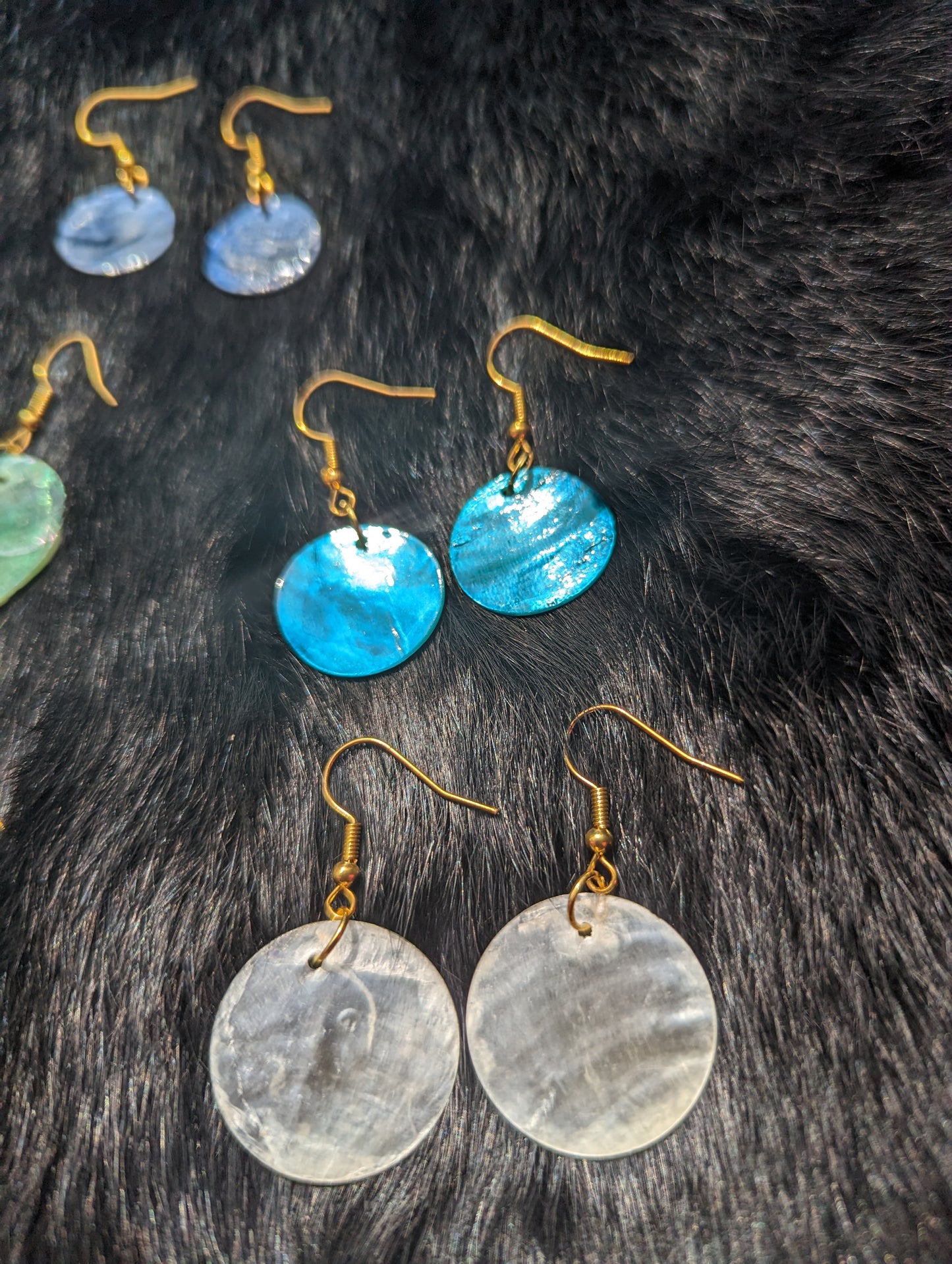 Round Shell Earrings | Natural Iridescent Jewelry