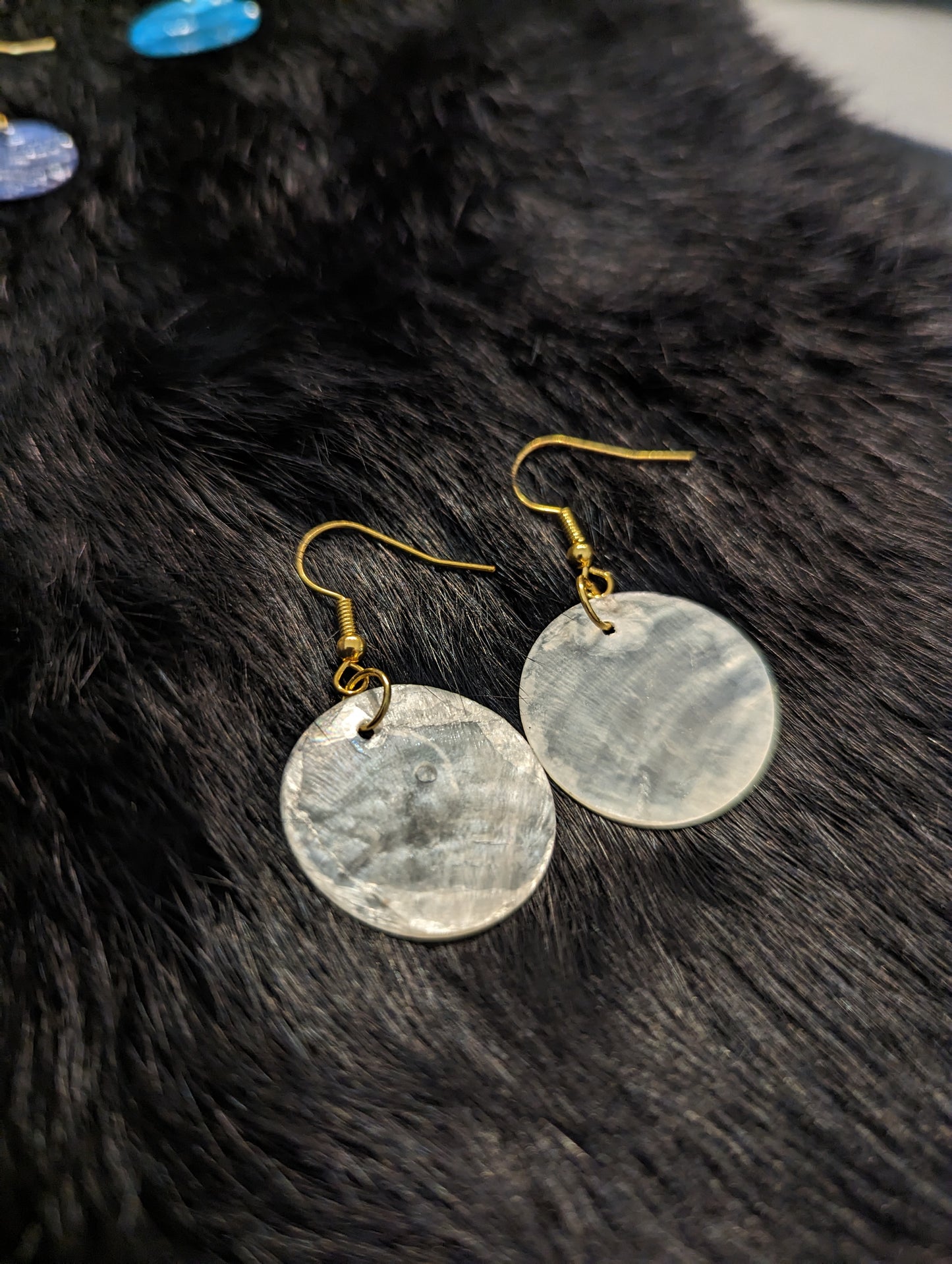 Round Shell Earrings | Natural Iridescent Jewelry