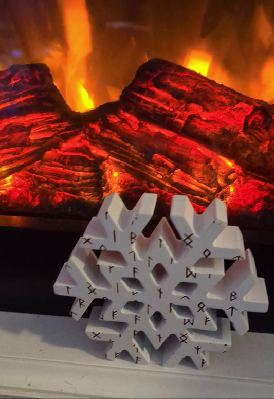 Norse Pagan Yule Decor Rune Snowflake Heathen Asatru Shelf Sitter