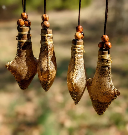 Wearable Bear Elk Bison Hide Rattle Necklace