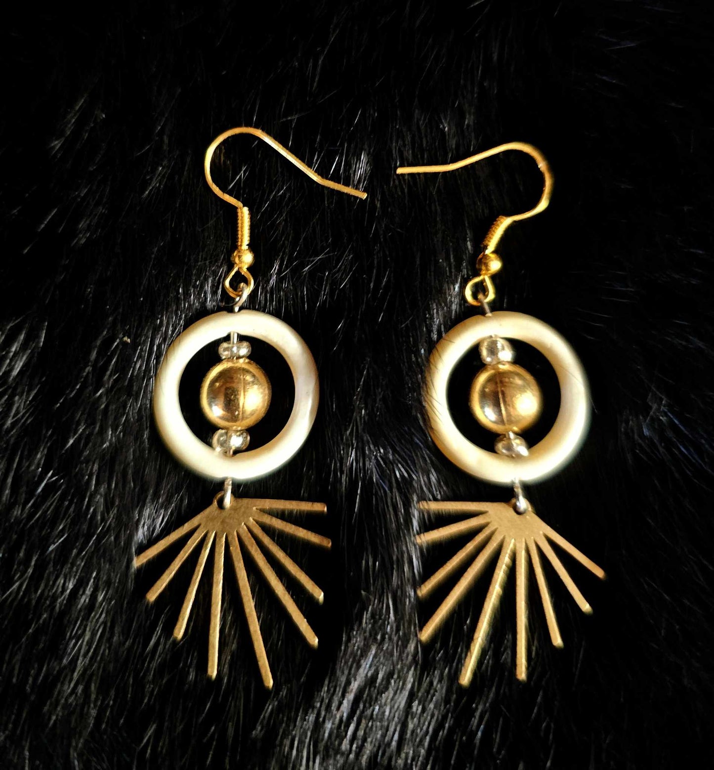 Brass and Bison Bone Metal Sunrise Earrings