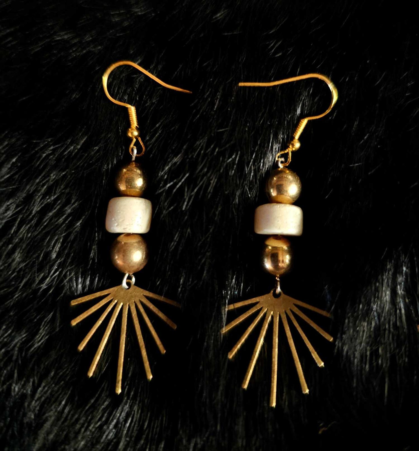 Brass and Bison Bone Metal Sunrise Earrings