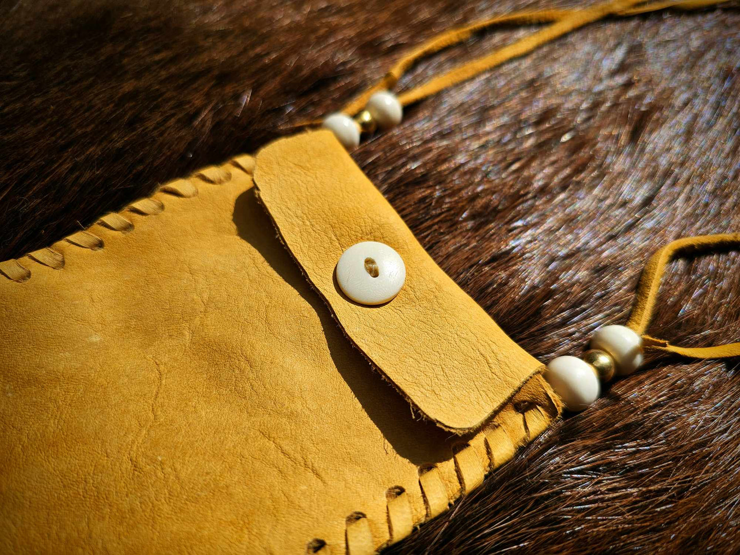 Natural Gold Buckskin Bag | Bone and Brass