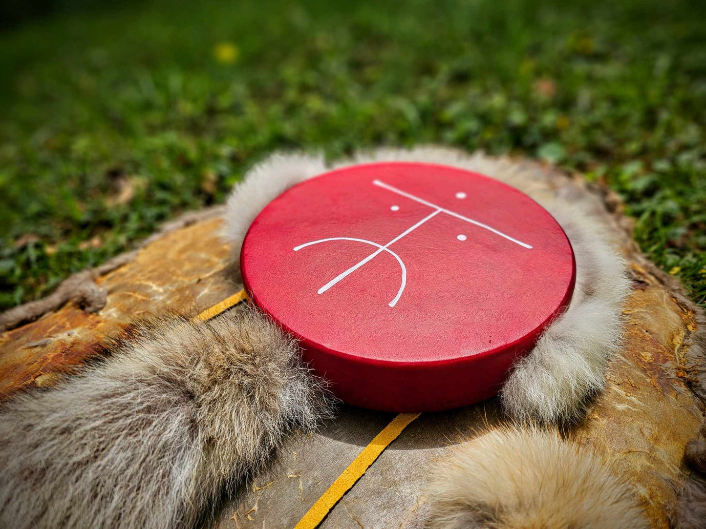 Wild Dog Red Deer Coyote Fur Drum and Alder Wood Beater