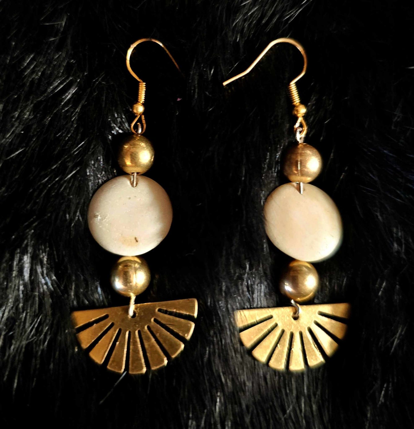 Brass and Bison Bone Metal Sunrise Earrings