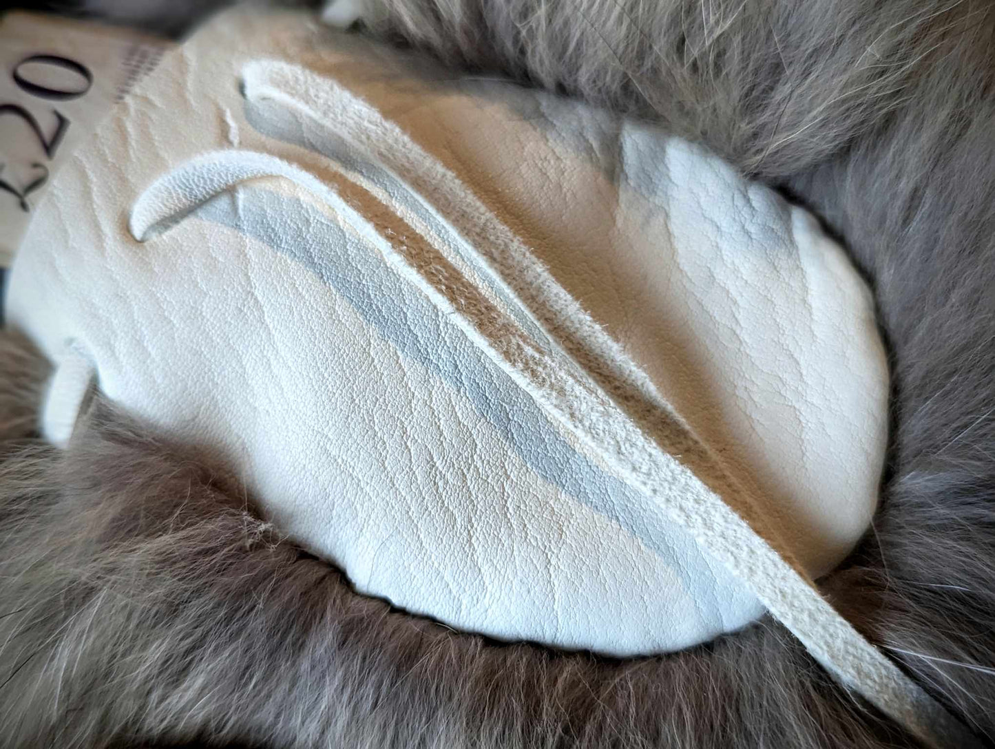 White Buckskin Coyote Fur Medicine Bag