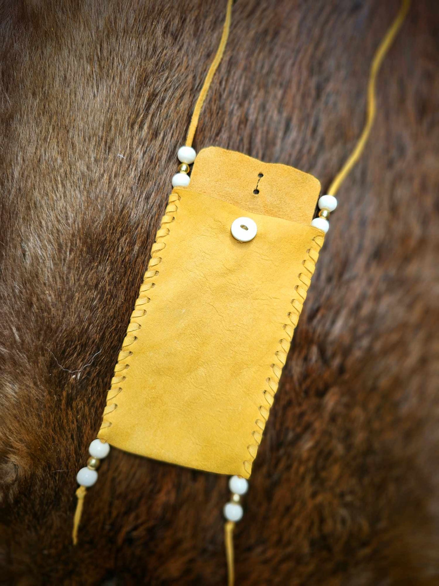 Natural Gold Buckskin Bag | Bone and Brass