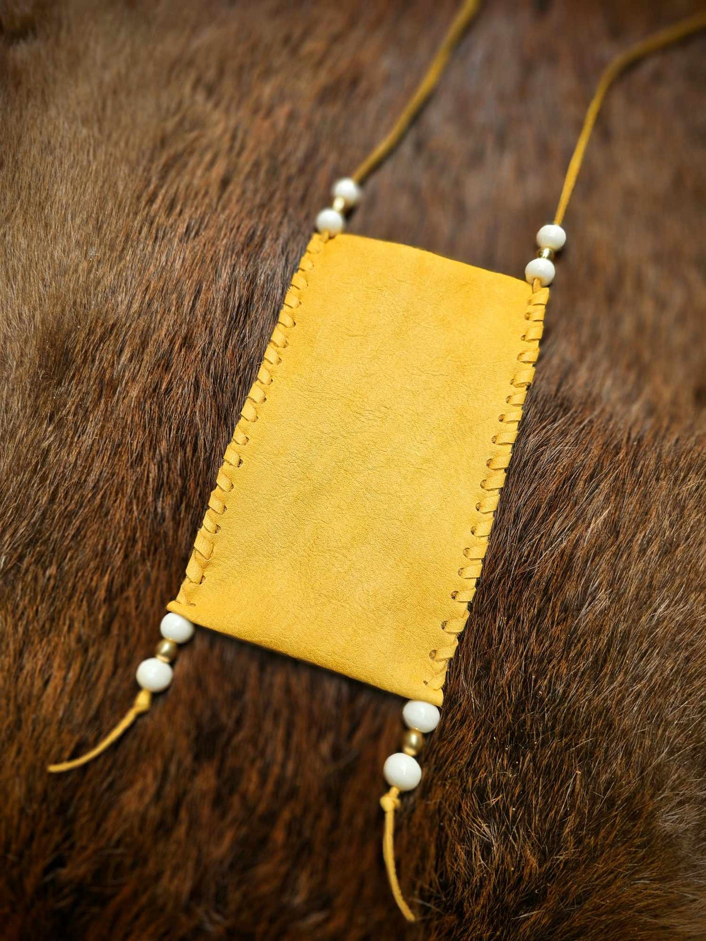 Natural Gold Buckskin Bag | Bone and Brass