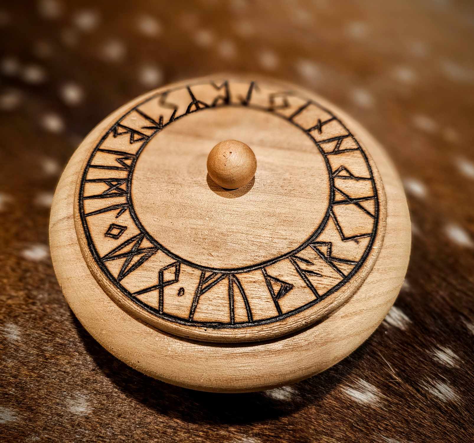 elder Futhark Rune bowl wood box