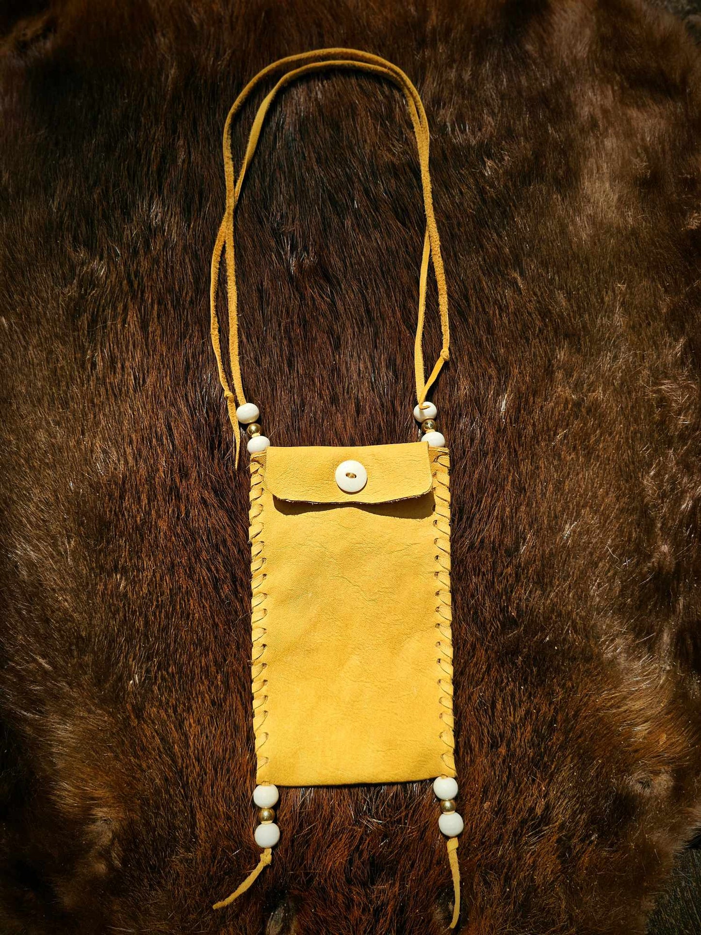 Natural Gold Buckskin Bag | Bone and Brass